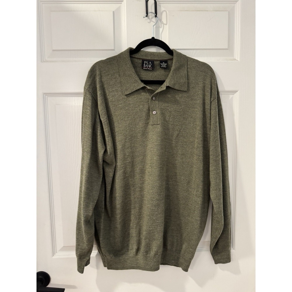 Joseph A.‎ Bank Men's merino wool sweater sz XL Green FLAW Good For Craft Fabric